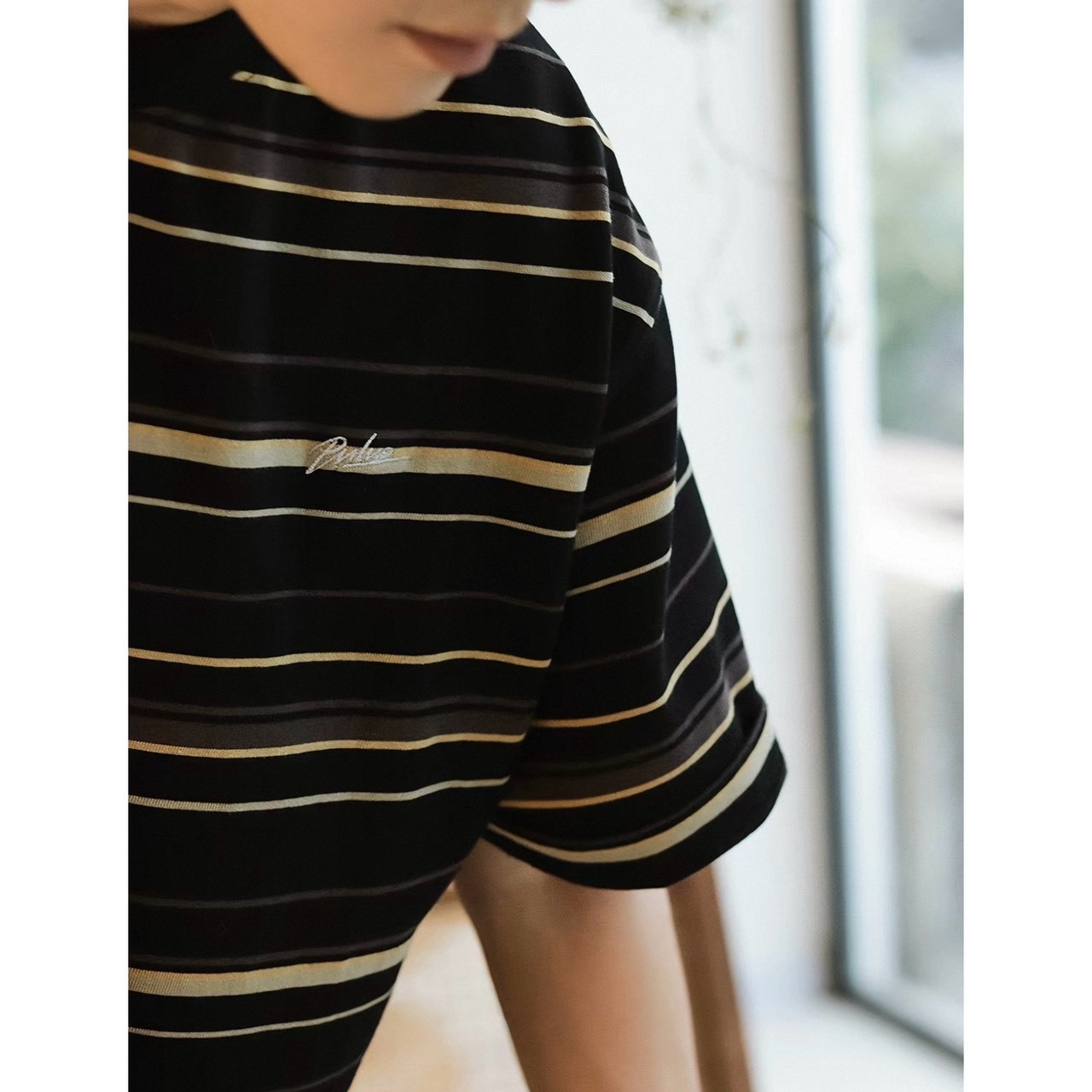 Multi border mock neck tee 1438 - 3