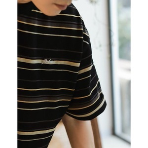 Multi border mock neck tee 1438