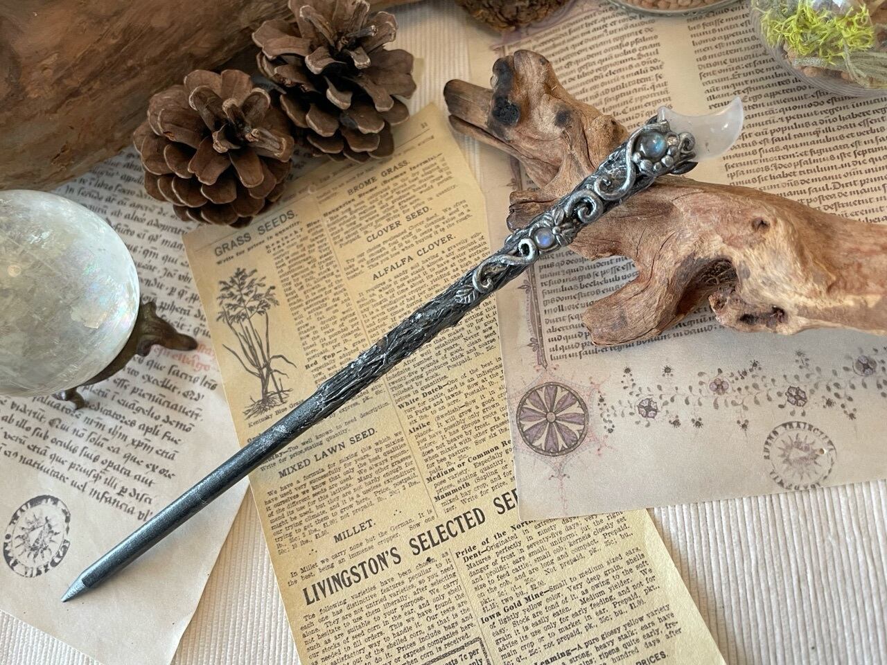 アメジストxガーネット】見習い魔法使いの杖 | 天然石ワイヤー