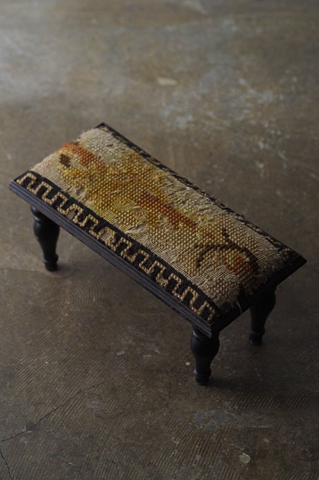 虎眼色幾何学文フットスツール-antique foot stool