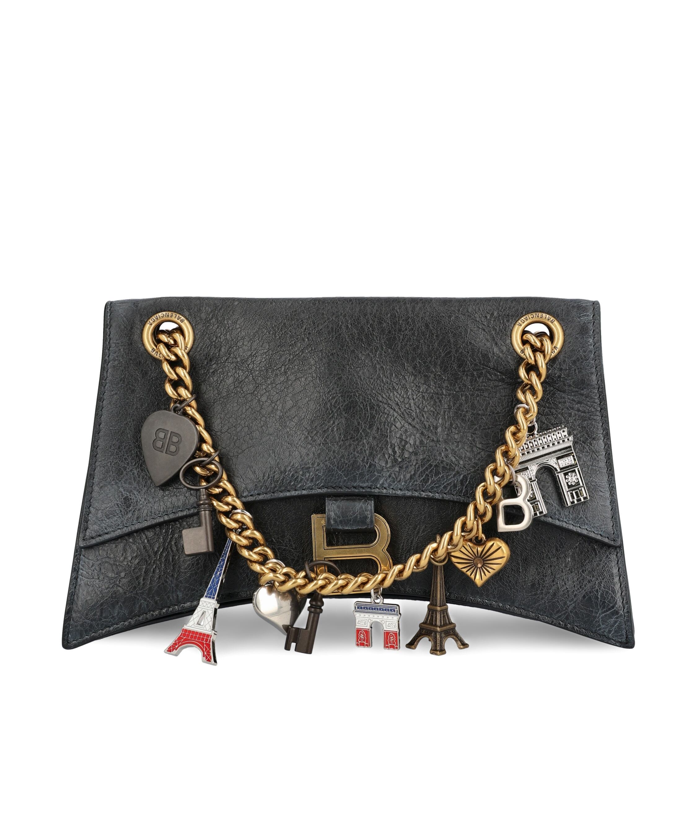 FENDI バゲット チェーン ラージ ショルダーバッグ FENDI バゲット チェーン ラージ ブラックレザー バッグ