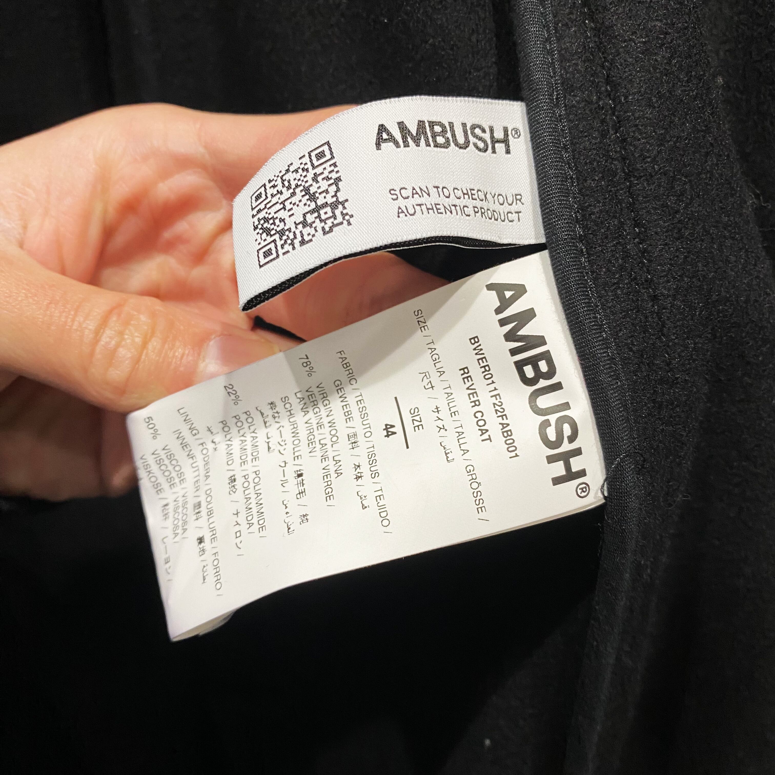 AMBUSH アンブッシュ 22AW REVER COAT ロングコート ブラック size44  