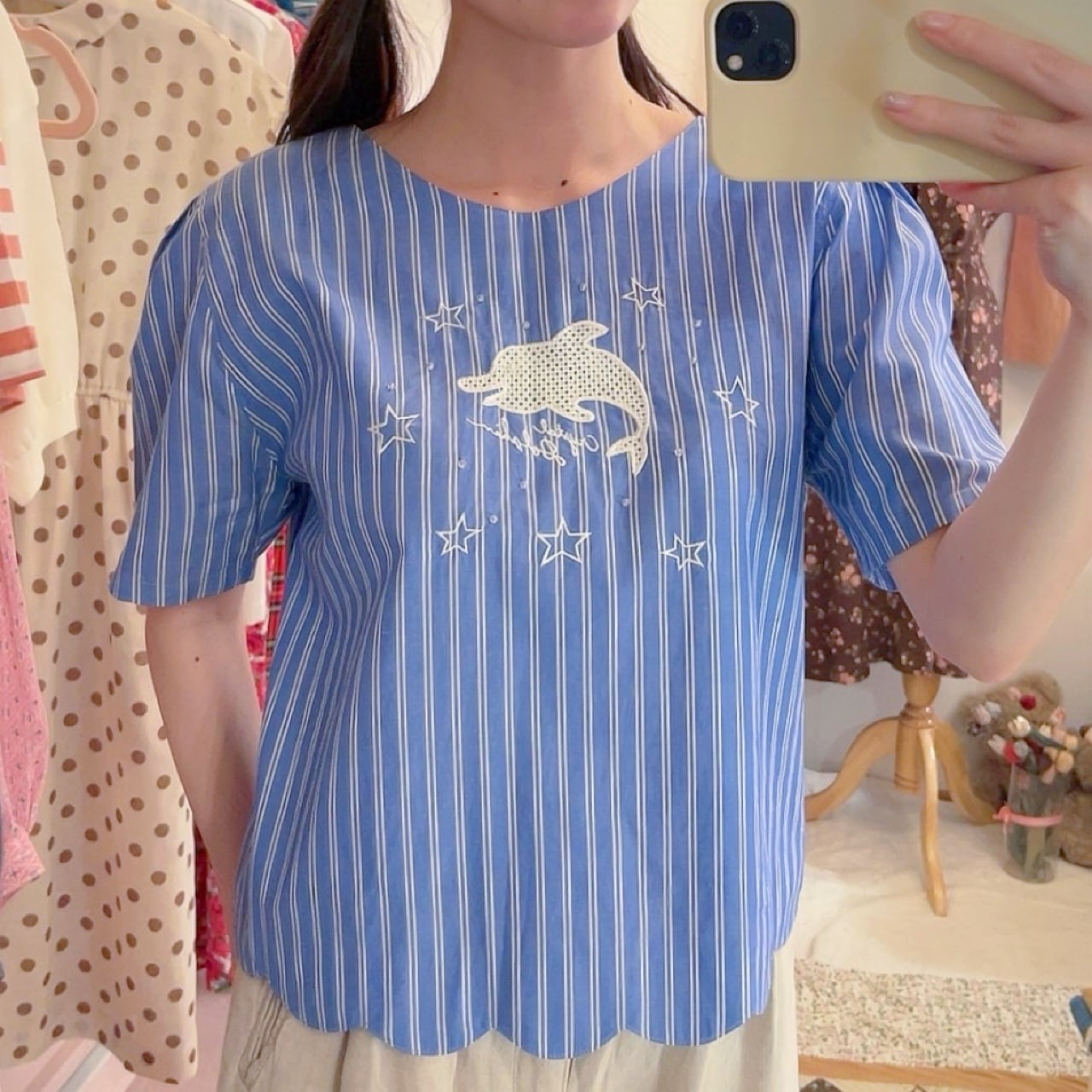 dolphin blue stripe blouse