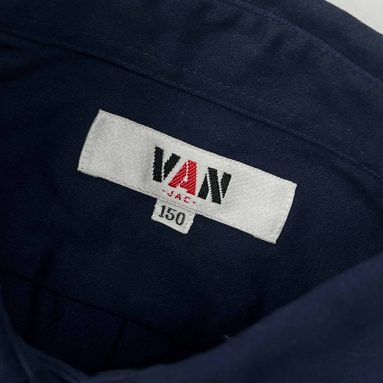 90s VAN JAC ヴァンヂャケット 半袖 ポロワンピース 150/ネイビー レディース ビンテージ