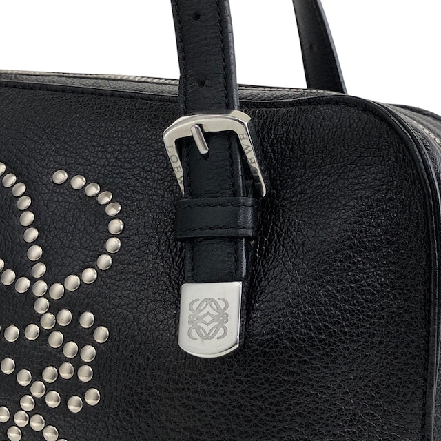 LOEWE ロエベ ハンドバッグ ブラック アナグラム スタッズ レザー ミニボストン vintage ヴィンテージ オールド ebimhj
