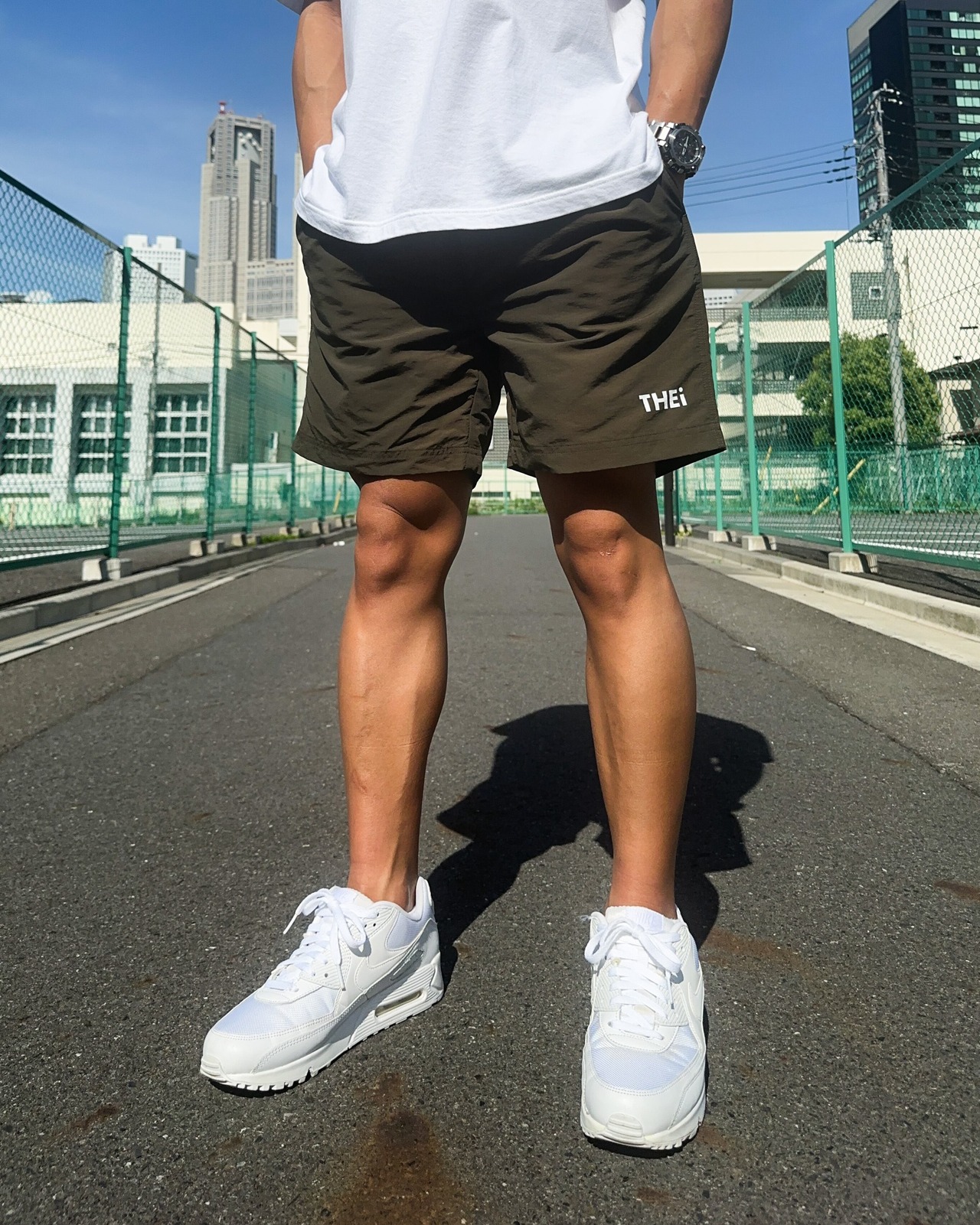 BASIC ONE POINT NYLON EASY SHORTS - MILITARY GREEN