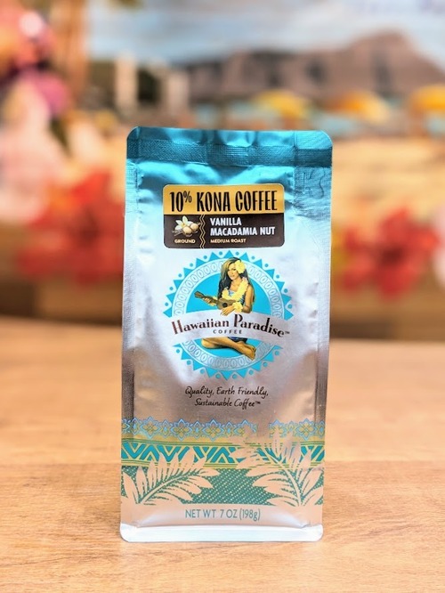 【Hawaiian Paradise COFFEE】10％コナ バニラマカダミアナッツ198g (粉)