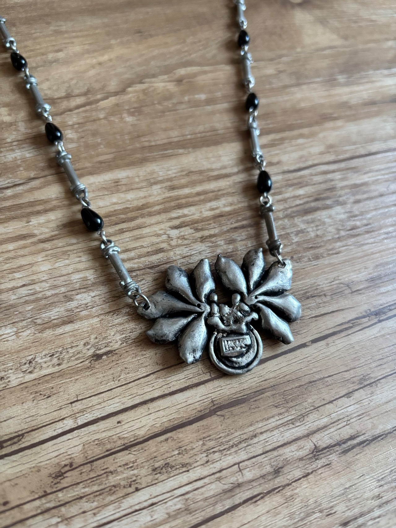 gothic floral statement necklace-5312-7