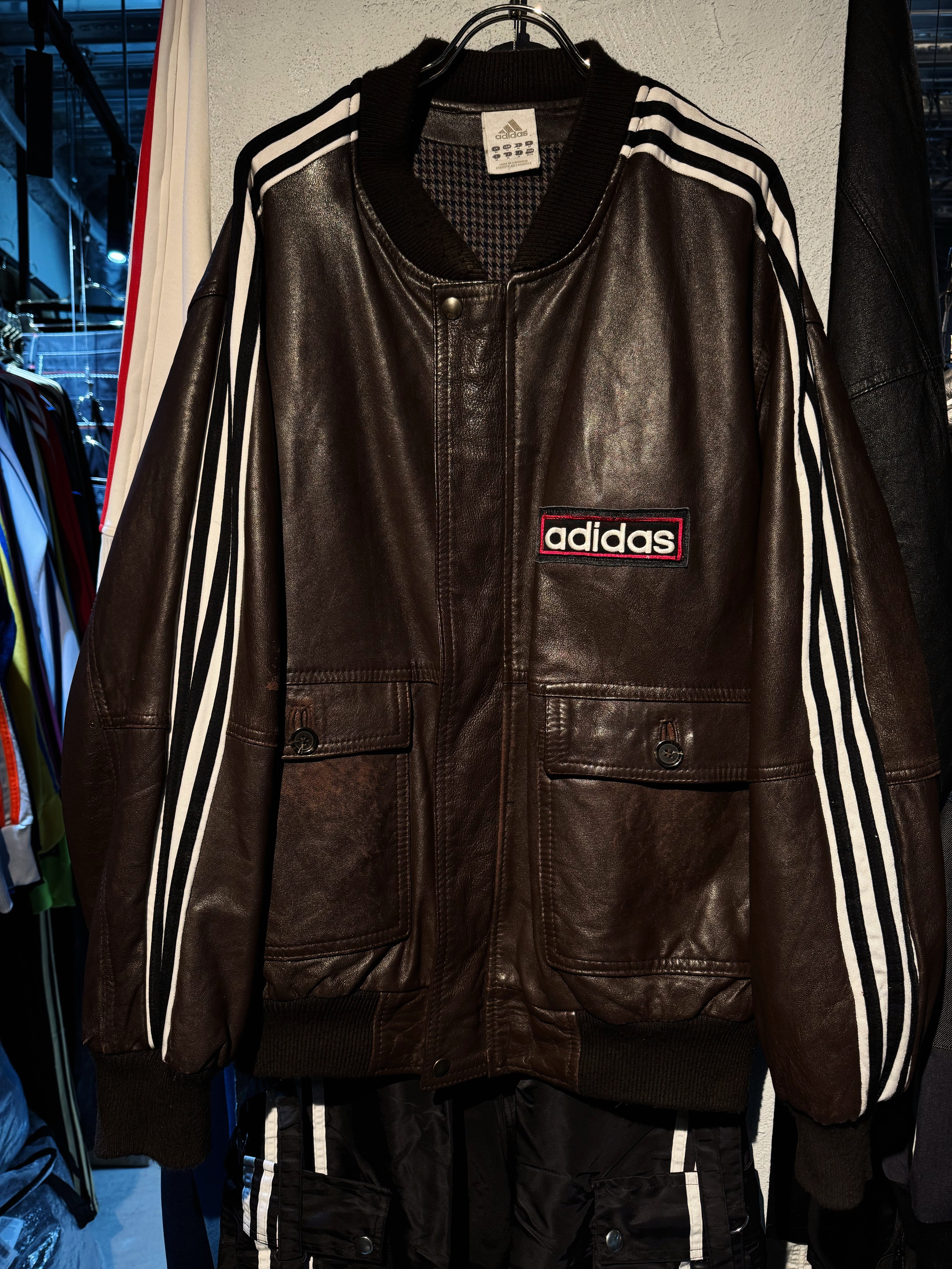special "original re:meke" vintage "adidas"× vintage leather jacket three strip edition