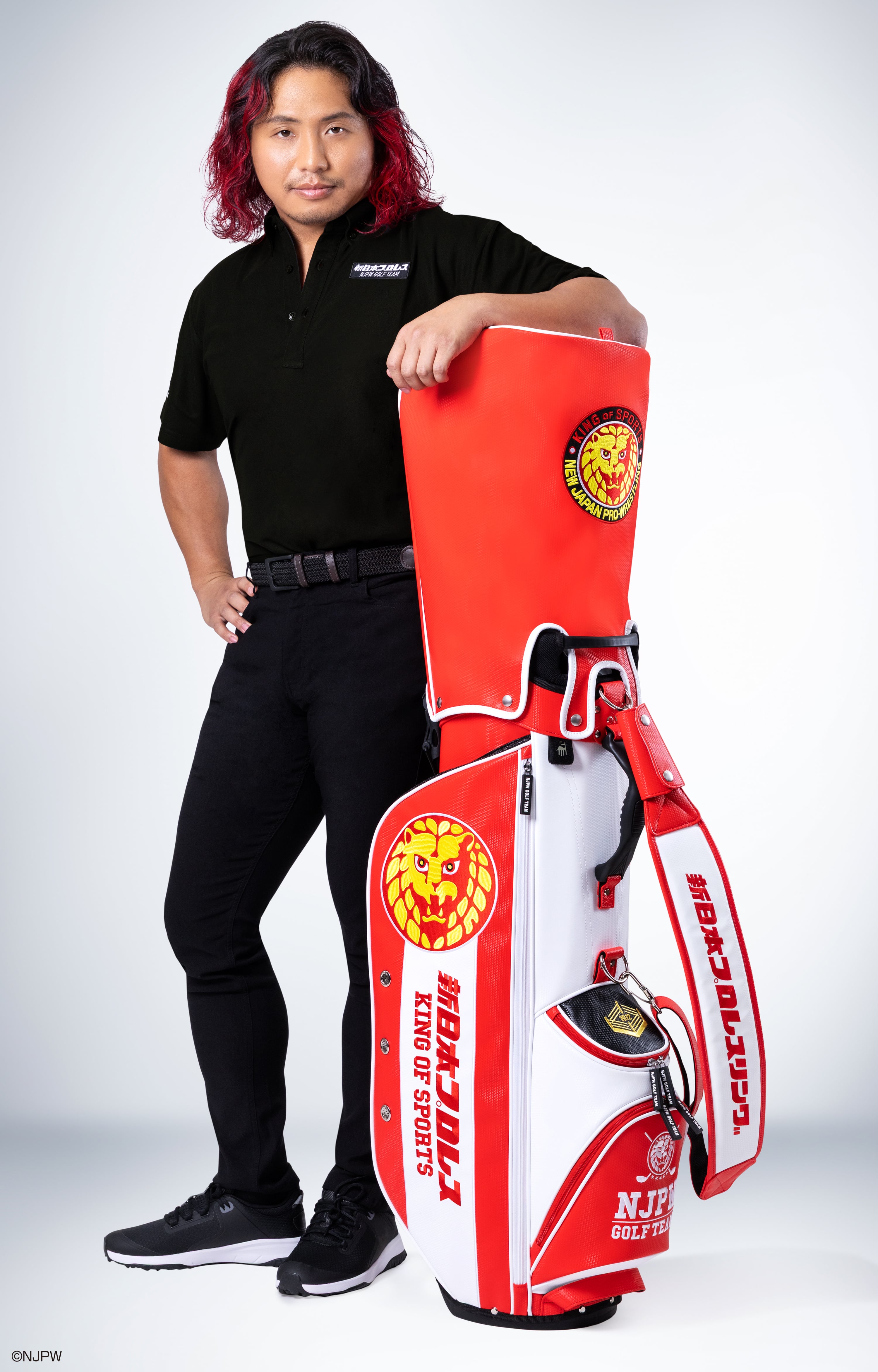 ⛳予約受付中⛳【初回150本限定】新日本プロレス キャディバッグ<スタンドタイプ>　限定特典→ ストレートタイプヘッドカバー（ドライバー用）付き