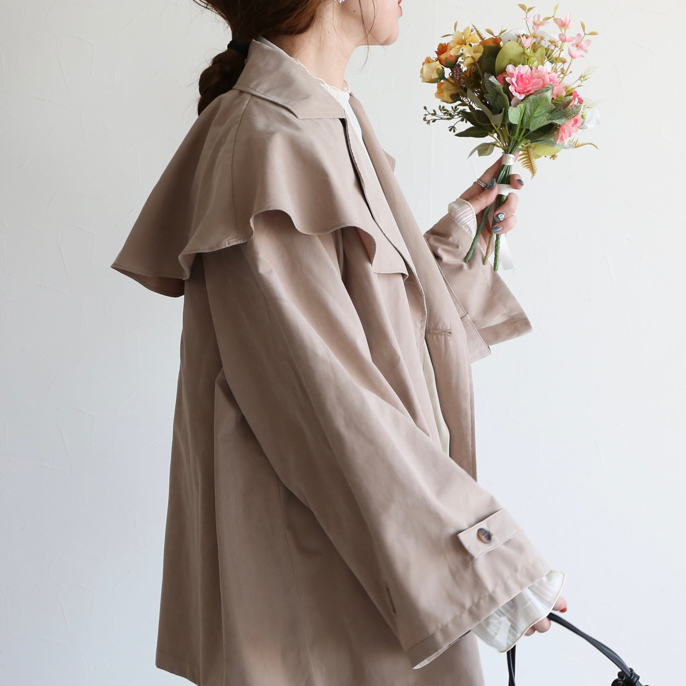 ポンチョ風ミドル丈コート【y8014-z】宅配便送料無料/宅配便発送 | zena