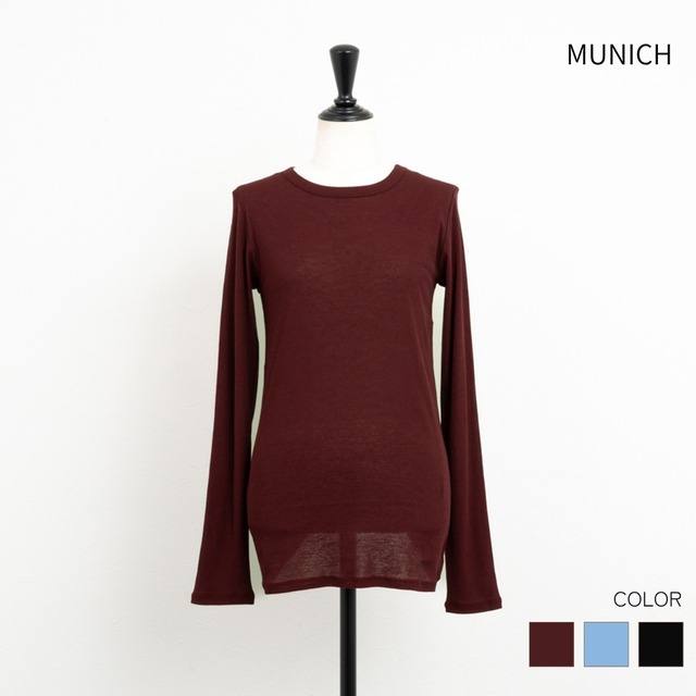 【Munich／ミューニック】シアーストレッチリブクルーネックプルオーバー