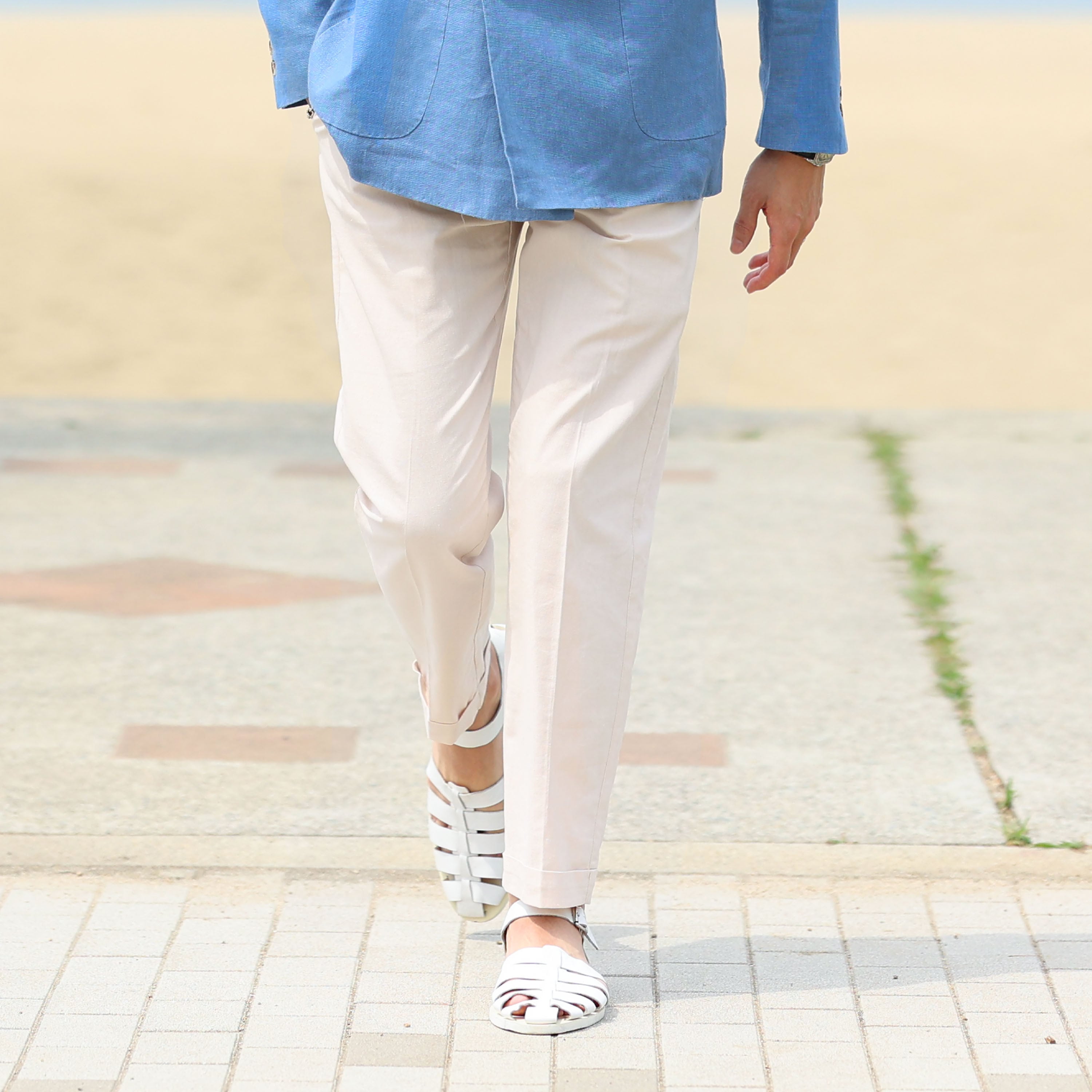 00s イタリア製 リネンパンツ スラックス ユーロ ヴィンテージ W86cm