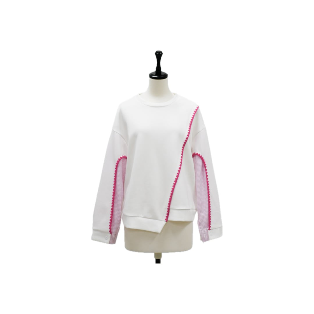 Scallop line layered sweat tops