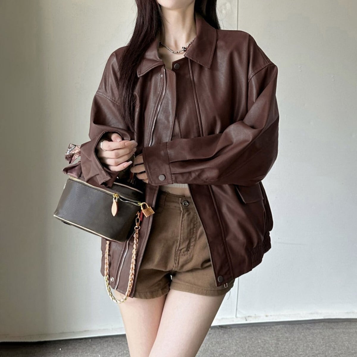 ライダース ジャケット PUレザー レディース 韓国 ブルゾン 秋冬 防寒 防風 大人 カジュアル ストリート 原宿系 レトロ 革ジャン レザージャケット アウター 大人可愛い 大人女子