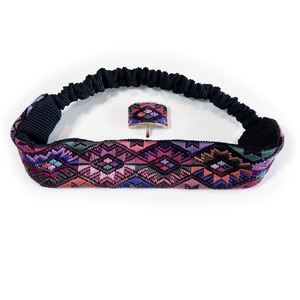 グアテマラ手織り hairband setーblack pink-1