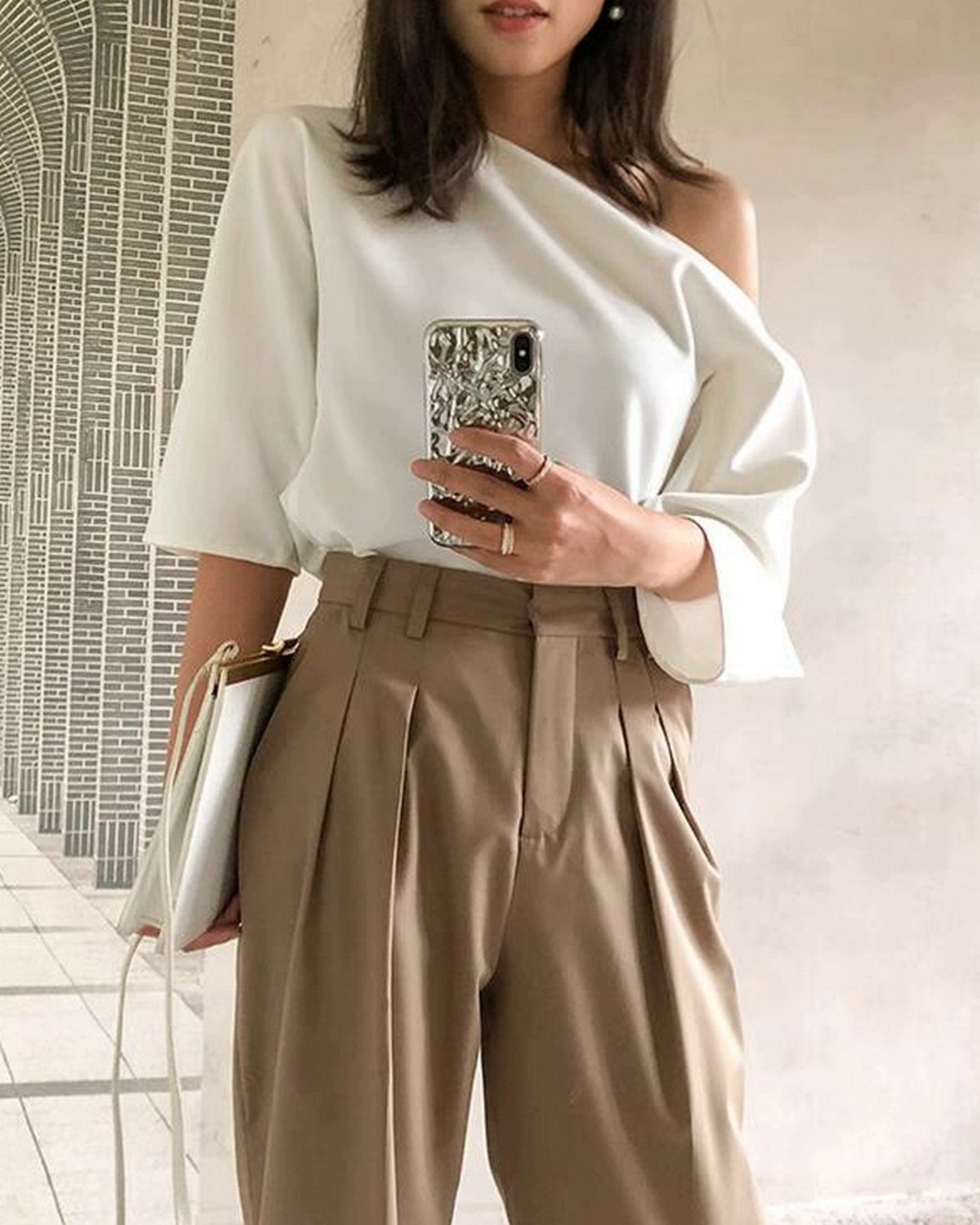 ワンショルダーロングスリーブシャツ A0204 - 3