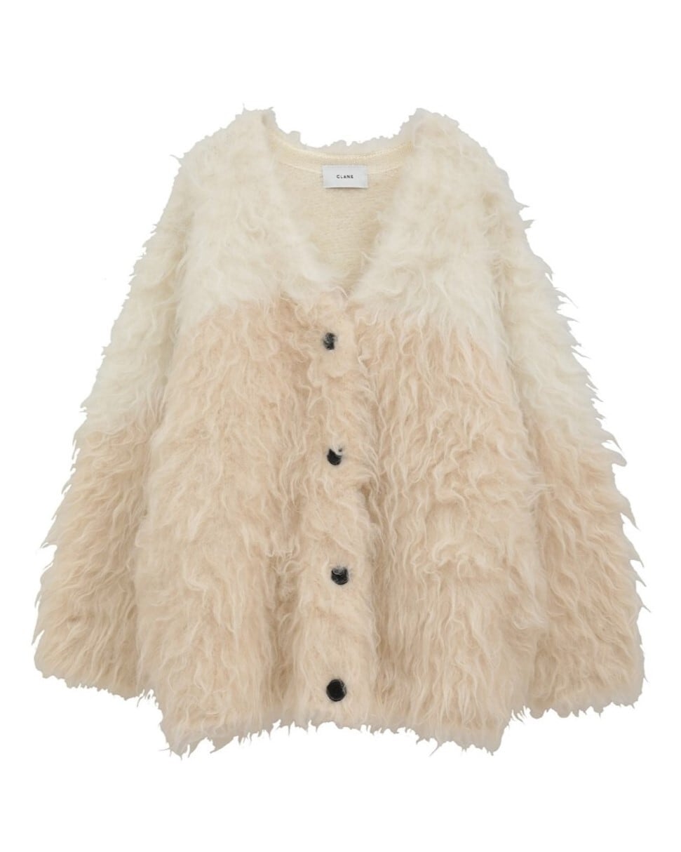 CLANE(クラネ) BI COLOR SHAGGY KNIT CARDIGAN | サウスオレンジ