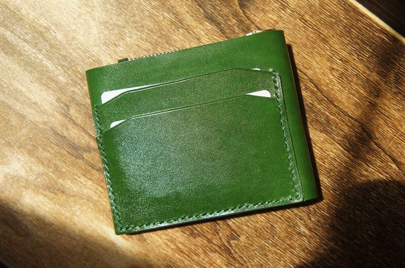 本革 ミニ財布 レザー コンパクト財布 ルガドショルダー 緑 メンズ