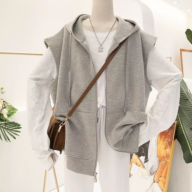 Hooded Cardigan Vest Jacket(MT1326)