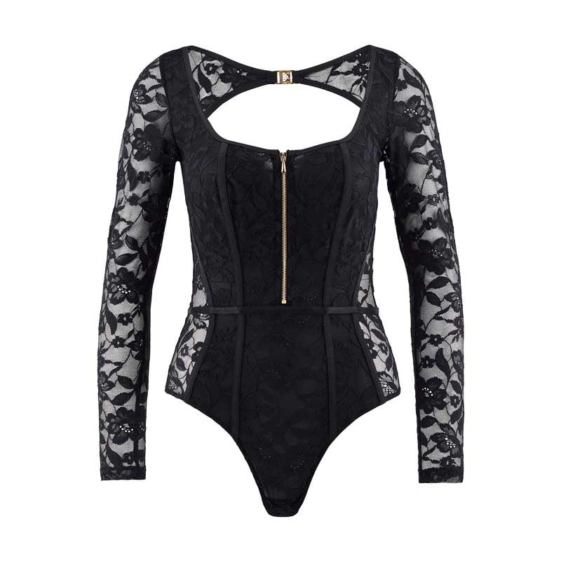 1M L/Sボディ(Uネック) NOIRカラー(53765noi,1M84-3)Les Bodys by Aubade