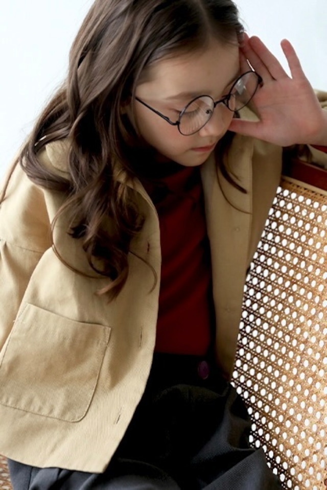 丸襟ドロップショルダージャケット<Beige>