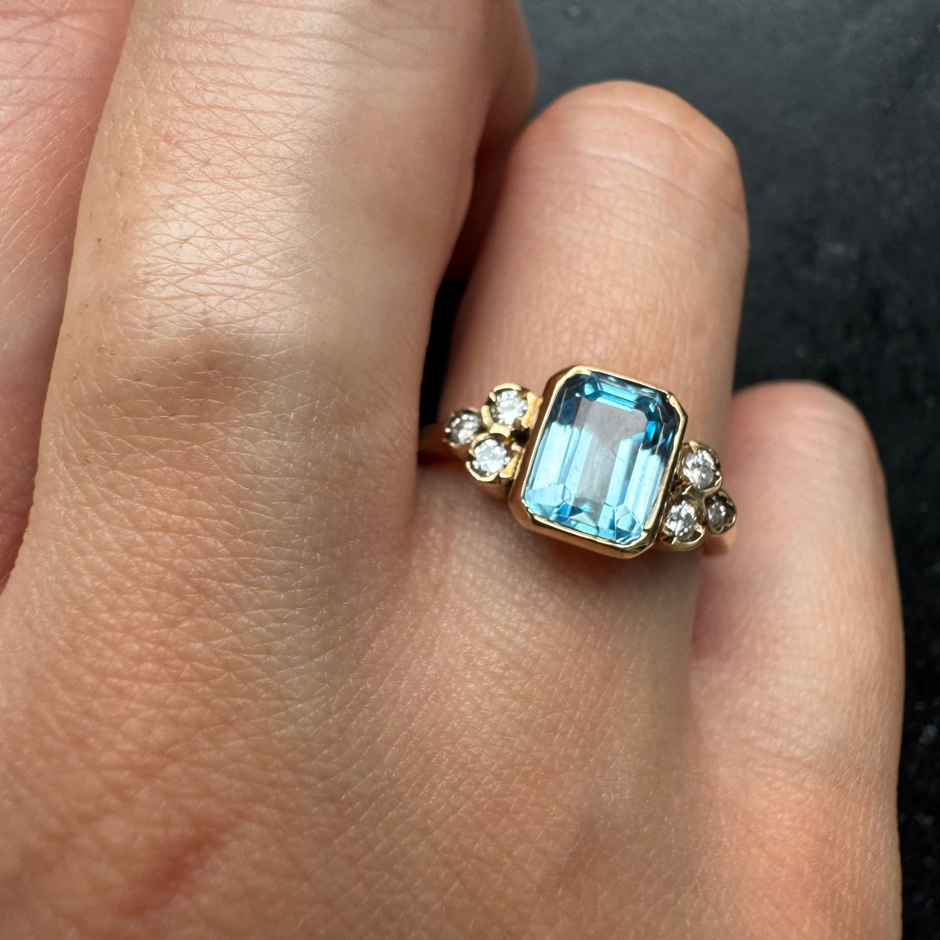 英国ヴィンテージ アクアマリン ＆ ダイヤモンド リング | Pay ID