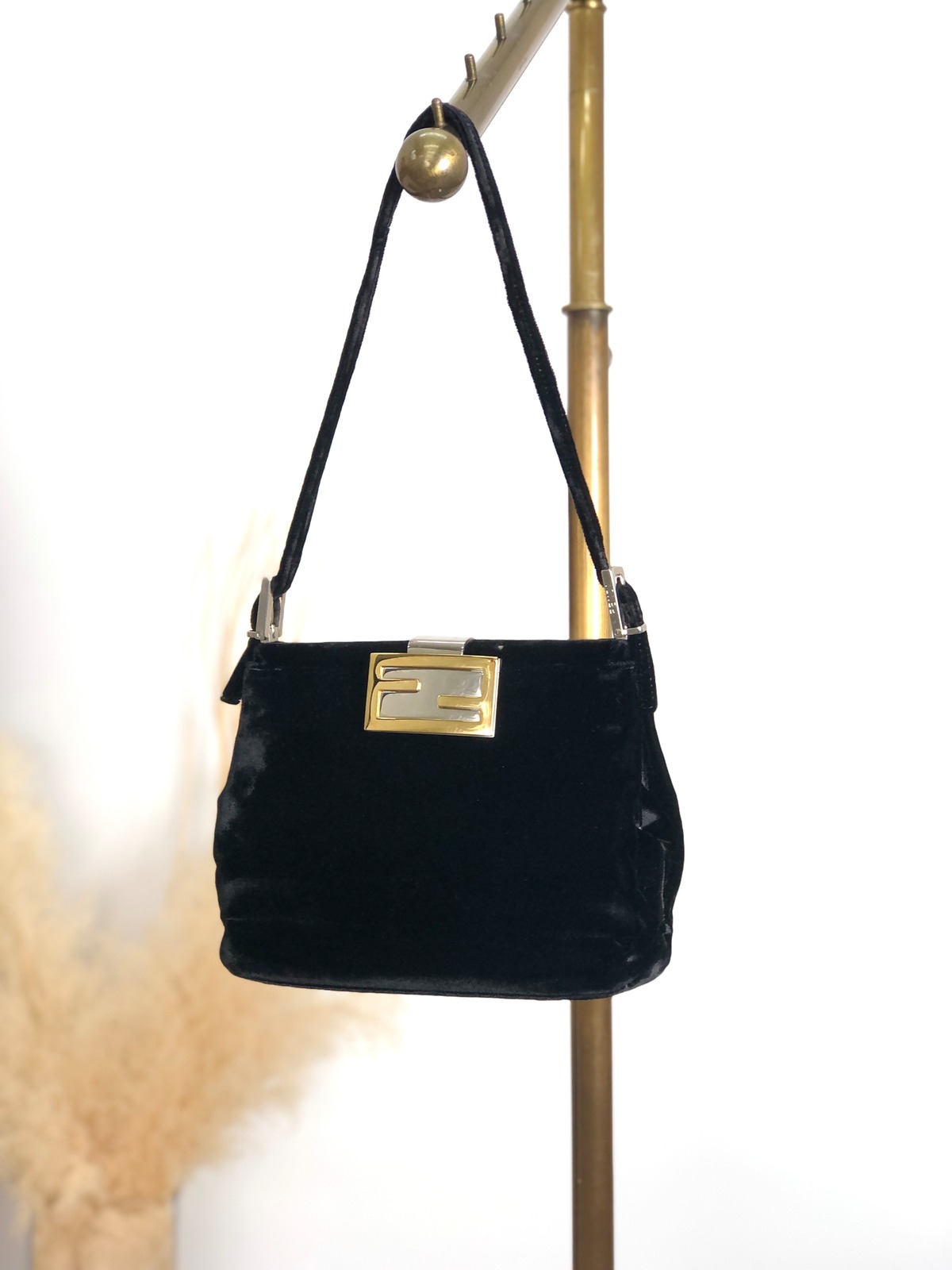 FENDI フェンディ ハンドバッグ ブラック ベロア ミニバッグ vintage 