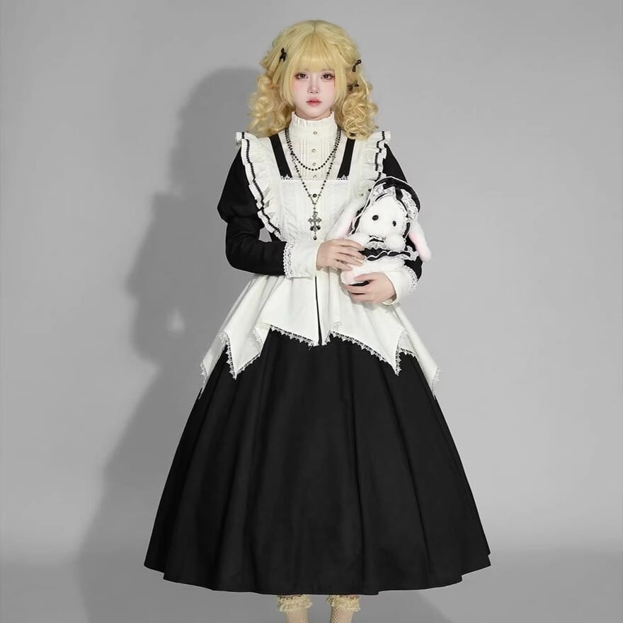クラロリ メイドワンピ｜修道女風 ロングスカート コンカフェ制服
