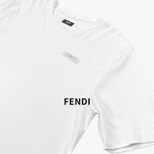 FENDI フェンディ 23FW ロゴ 半袖 クールネック Tシャツ コットン AQJE FY0936 ホワイト トップス / J&NREUSE メンズ トップス