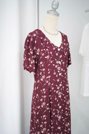 burgundy petit flower dress