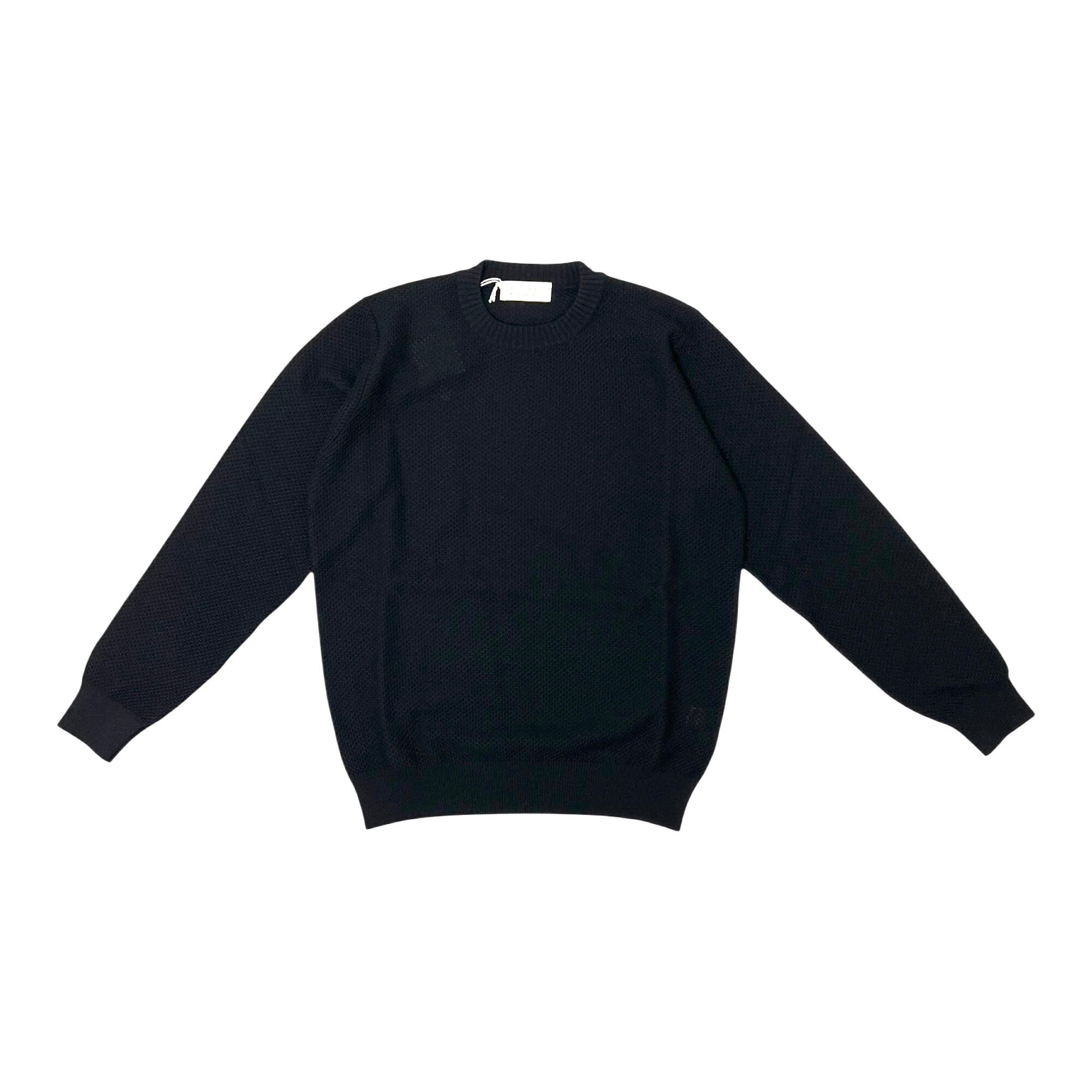 FILIPPO DE LAURENTIIS(フィリッポ デ ローレンティス)Jacquard 12gauge crewneck knit(GC3ML40)/BLACK(990)