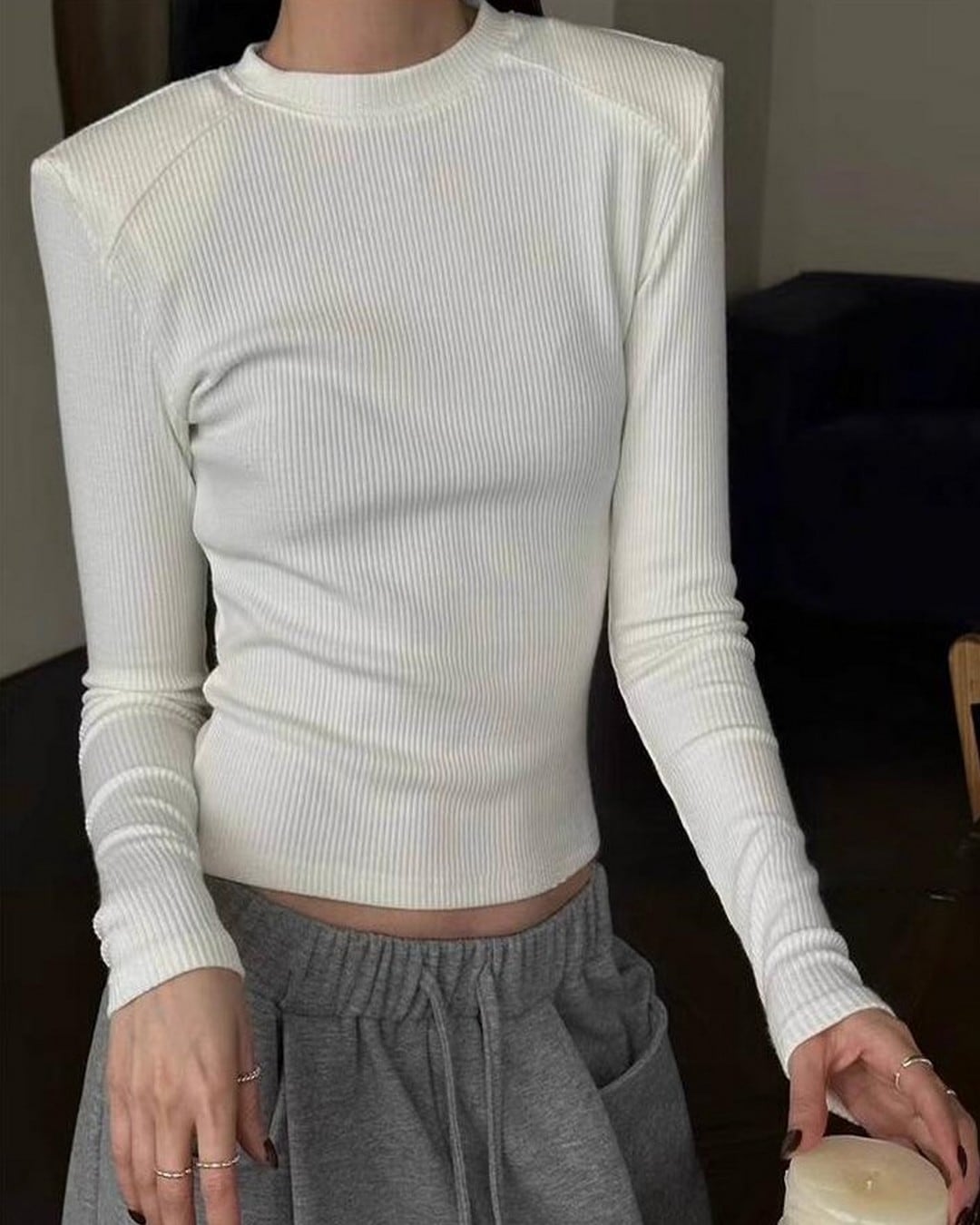 ショルダーパッドショートトップス A24162