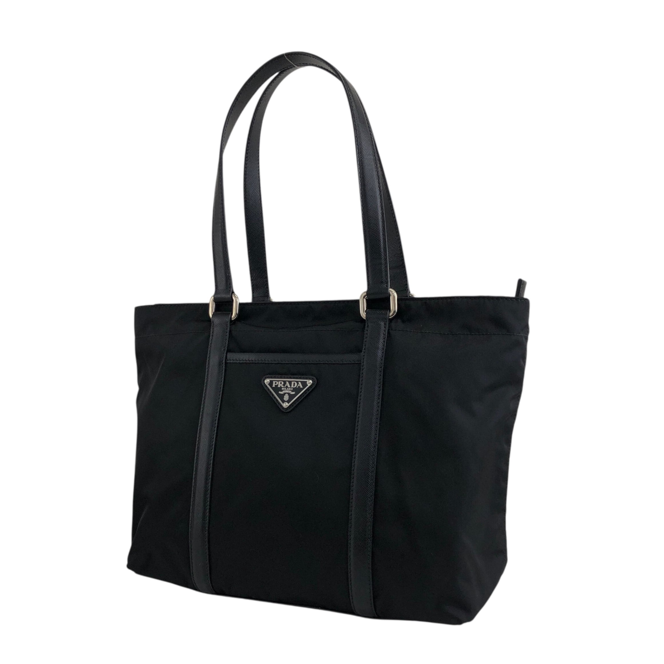 ヴィンテージ☆PRADA☆プラダ☆ドゥブレサフィアーノバッグ PRADA プラダ トートバッグ ブラック トライアングルロゴ