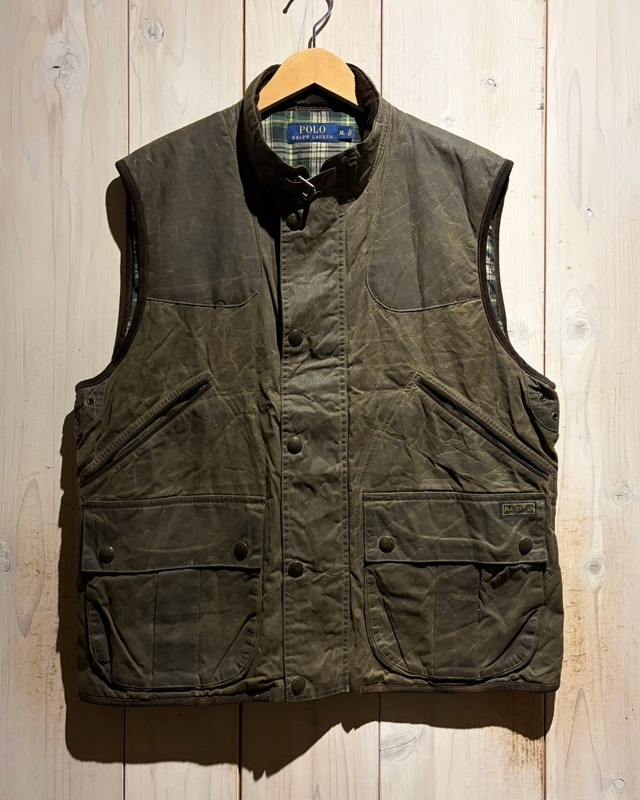 【a.k.a.C.a.k.a vintage】“POLO RALPH LAUREN” Various Gimmick Oild Hunting Vest
