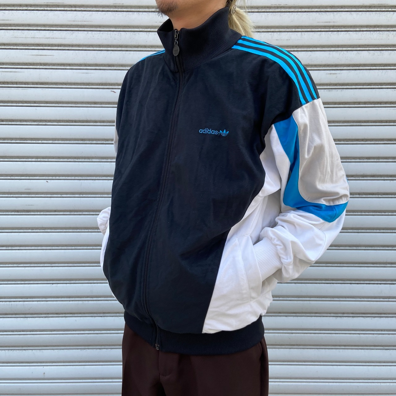 80s adidas アディダス トラックジャケット ベロアジャージ M-L相当