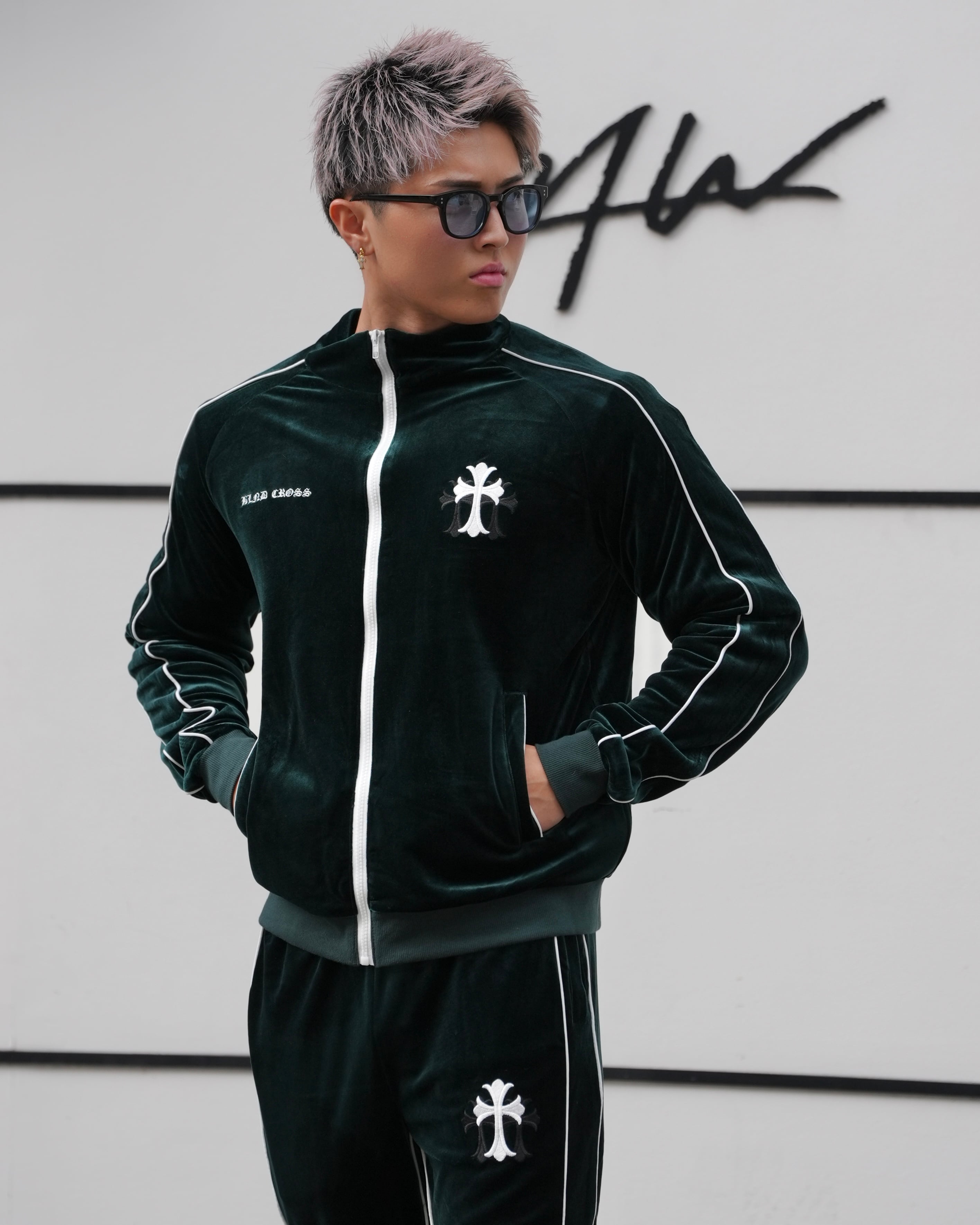 CROSS ZIP SWEAT JACKET GREEN【BB25017】 | BELINDA OFFICIAL