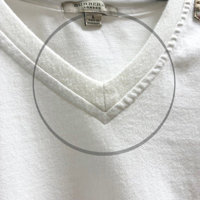古着 バーバリー BURBERRY 半袖 Vネック Tシャツ クリーニング済み 白