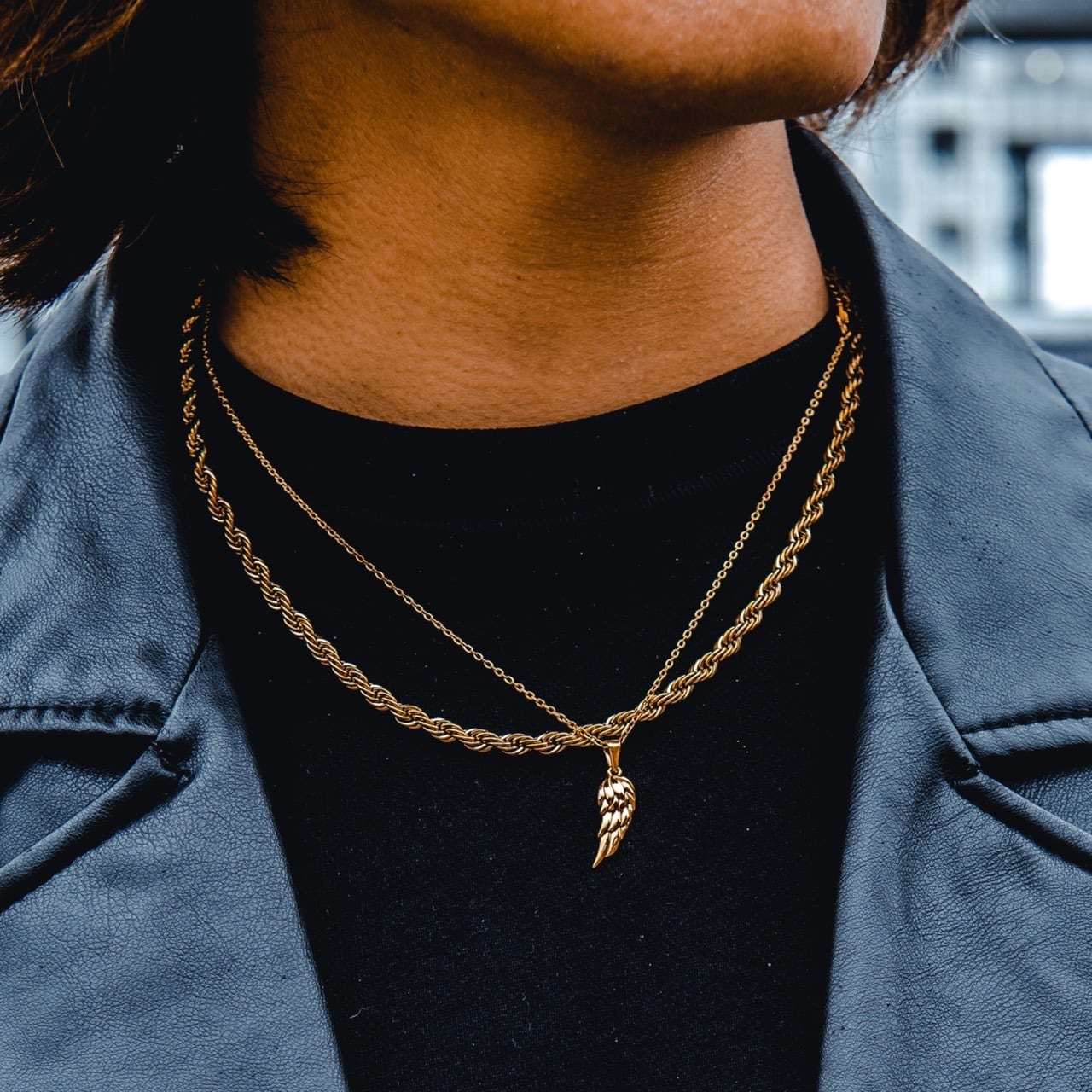 Wing Pendant & Rope Chain Set | Glitter