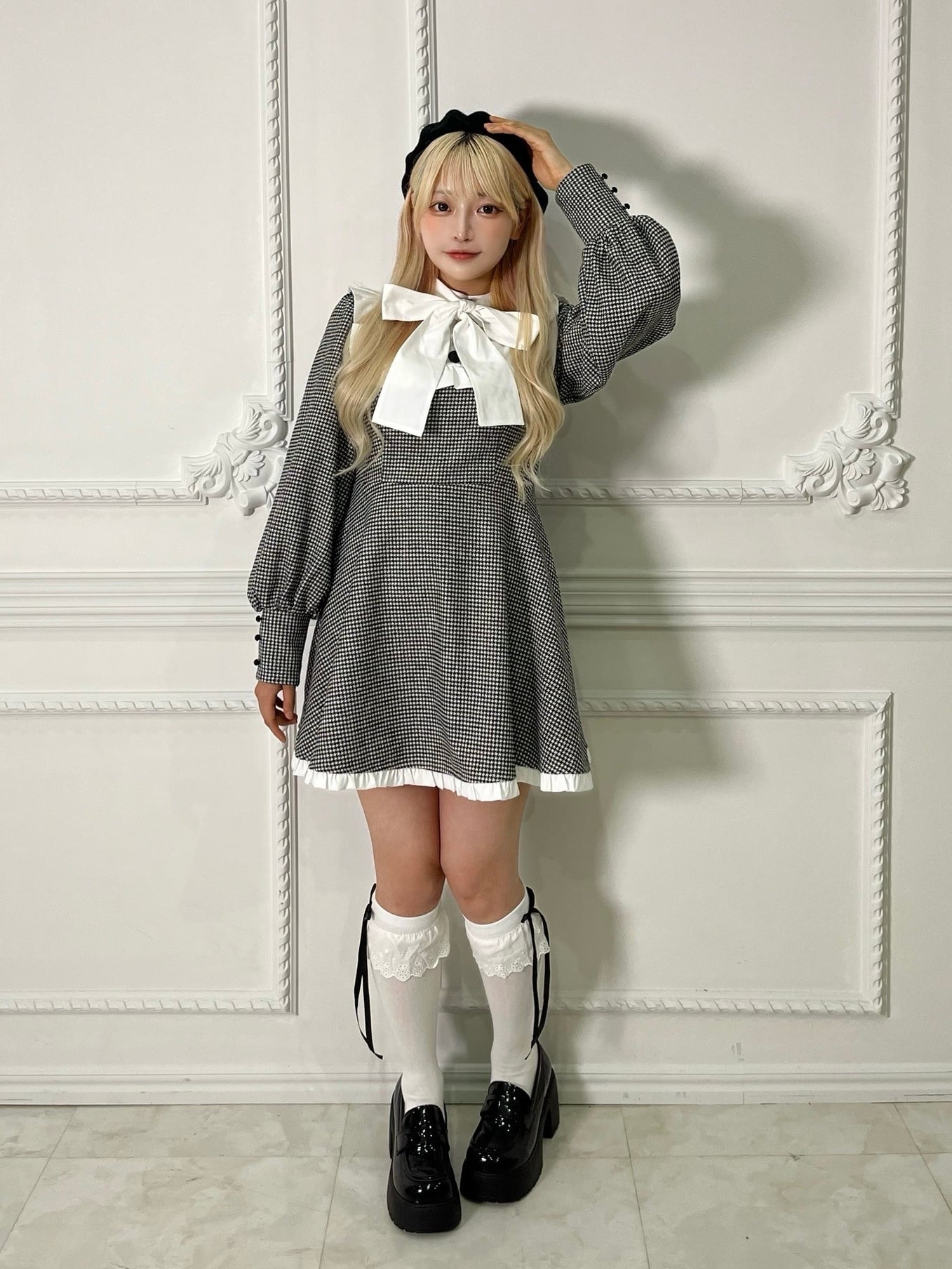 【LAST2】すいーとリボンチェックワンピース