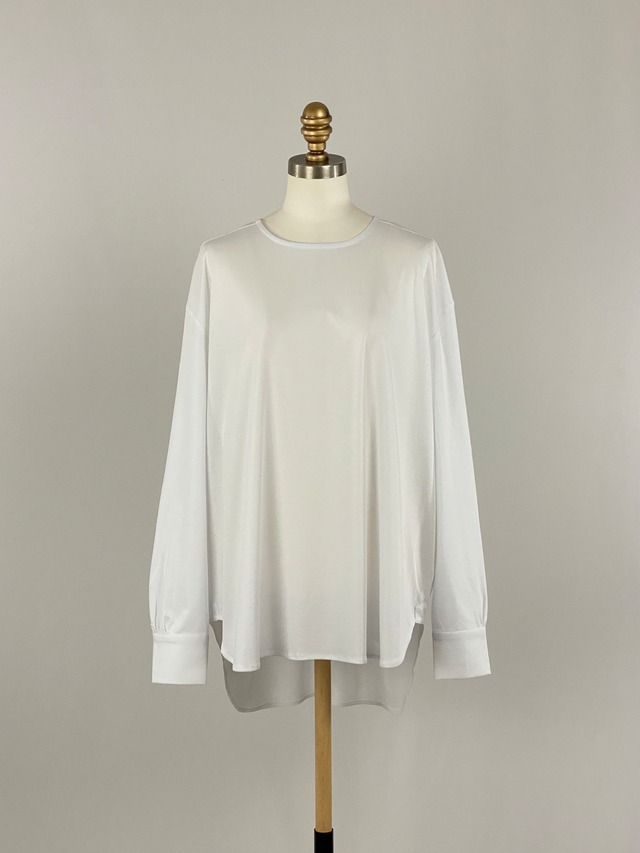 シルケットコットンシャツディティールロンT｜ホワイト｜Maglia Plus