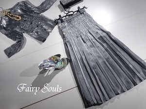 ★9(AR)☆つややかなブラウスとスカートのセット(OPN5087)