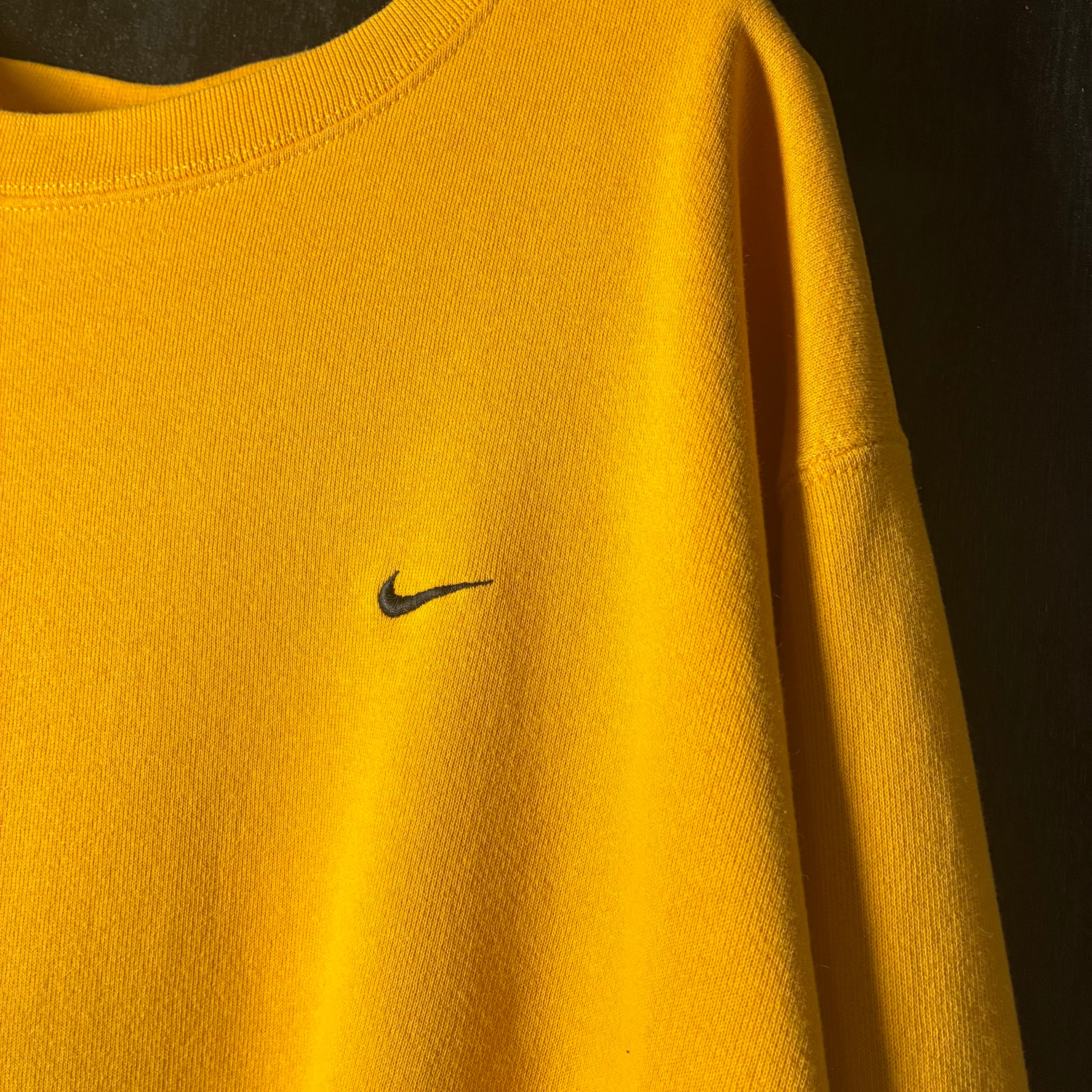 90s USA製】NIKE 無地スウェット 黄色 刺繍スウィッシュ XL ナイキ