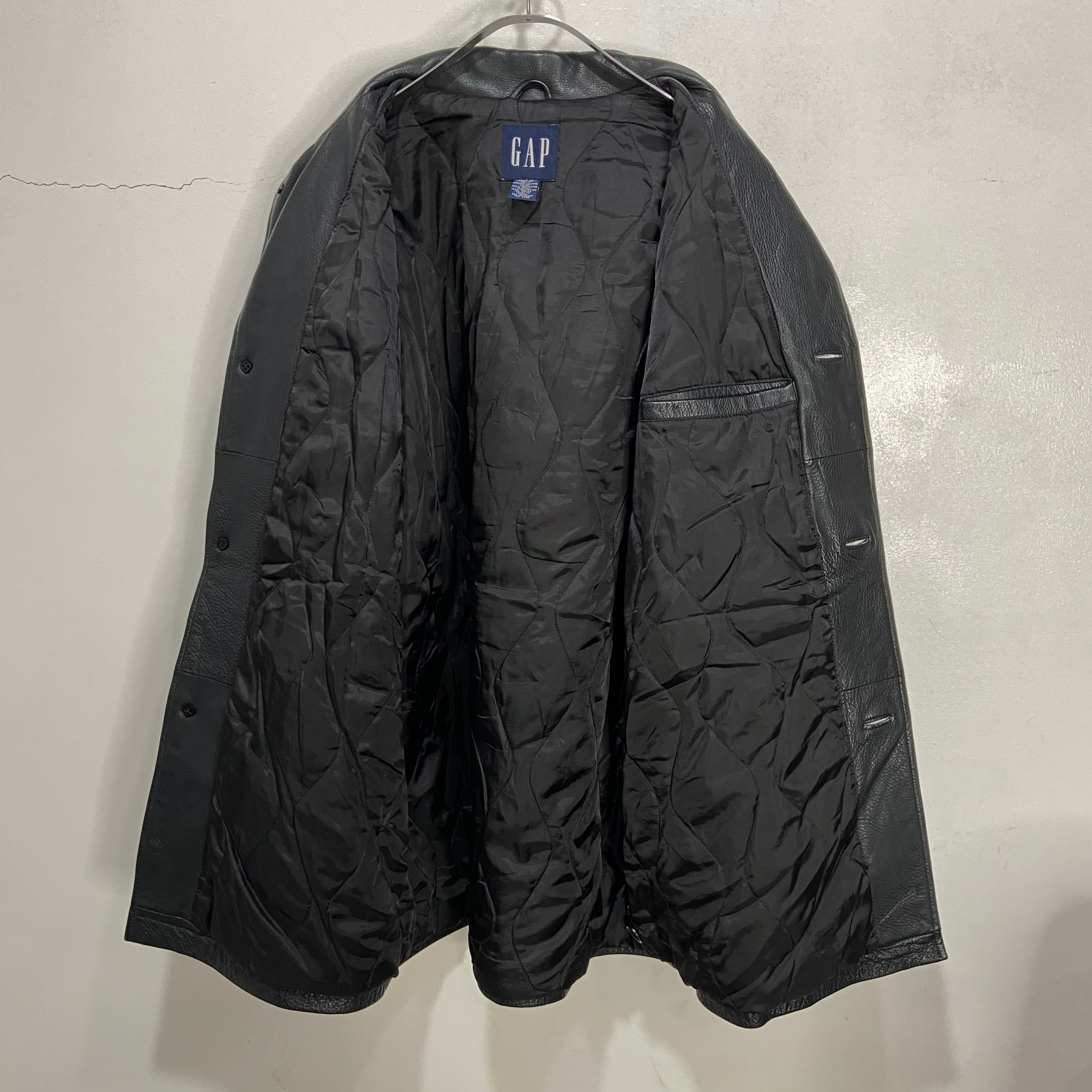 90s GAP オールドギャップ レザージャケット 本革 カーコート 黒 90s GAP オールドギャップ レザージャケット 本革 カーコート 黒