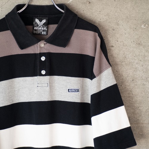 "AVIREX" used Multi border polo shirt