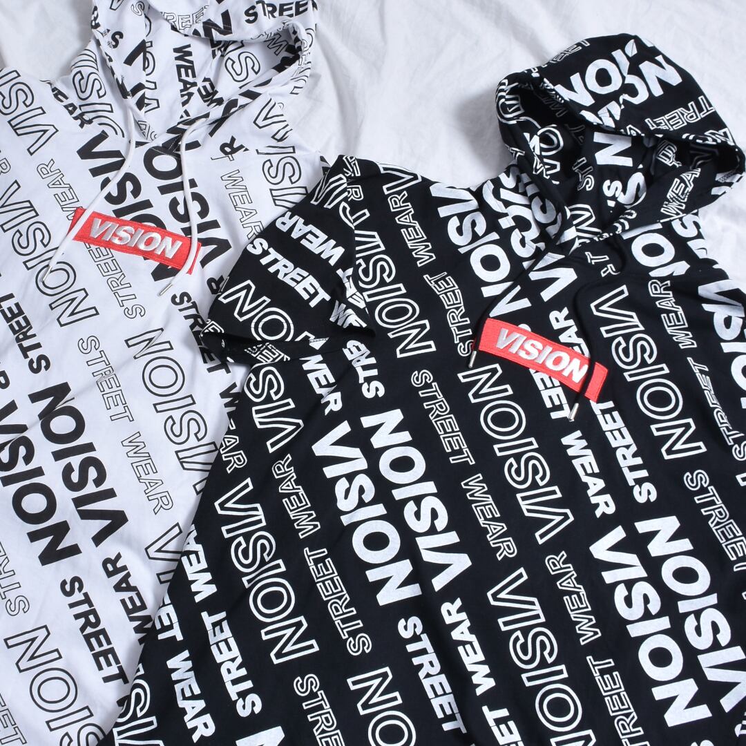【70%OFF】VISION ロゴ総柄Tシャツパーカー