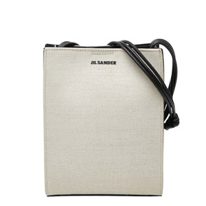ジルサンダー タングルSM 斜め掛けショルダーバッグ アイボリー ブラック レザー キャンバス レディース JIL SANDER 【中古】