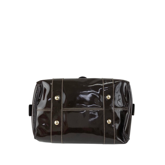 GUCCI グッチ ハンドバッグ ブラウン ベルト リボン エナメル ボストンバッグ vintage ヴィンテージ オールド dan4kc