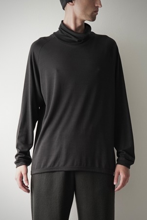 Super140s Washable Wool DC_Jersey / Off Turtle Neck (DARKNESS)