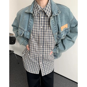 denim fabric button-up long sleeve shirt mr0549